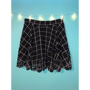 Grid Skater Skirt with floral cutouts